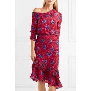 Saloni Lexie Dress in Scarlet Posey Red Floral Size 6